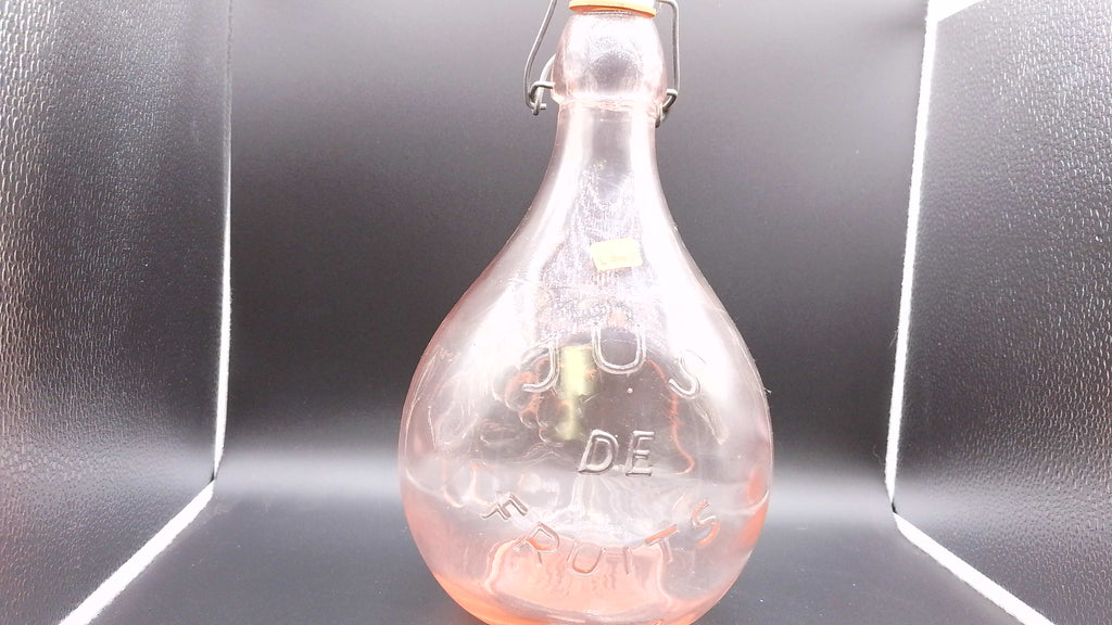 Vintage Milano Glass Pink Jus De Fruits Bottle With Topper