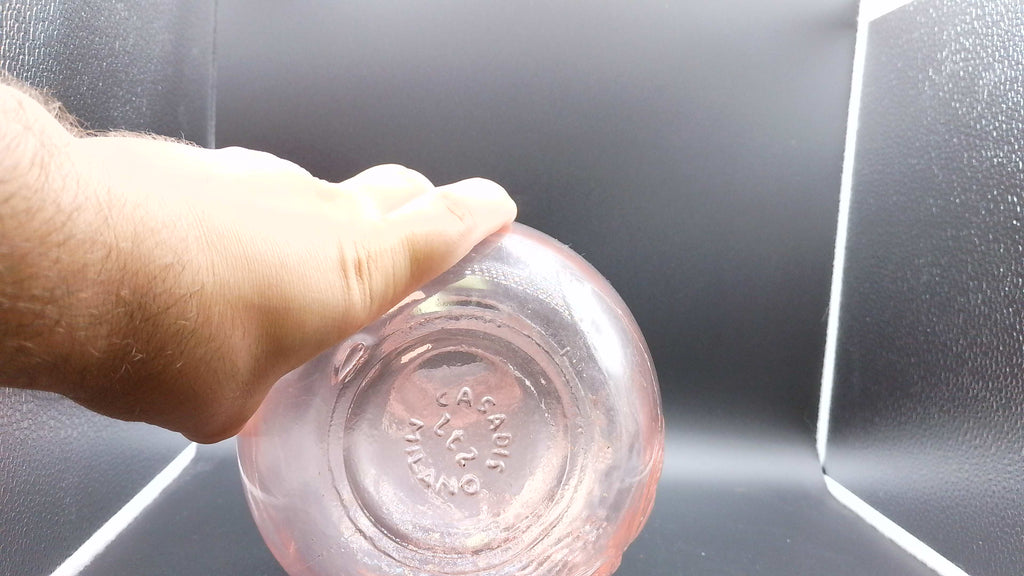Vintage Milano Glass Pink Jus De Fruits Bottle With Topper