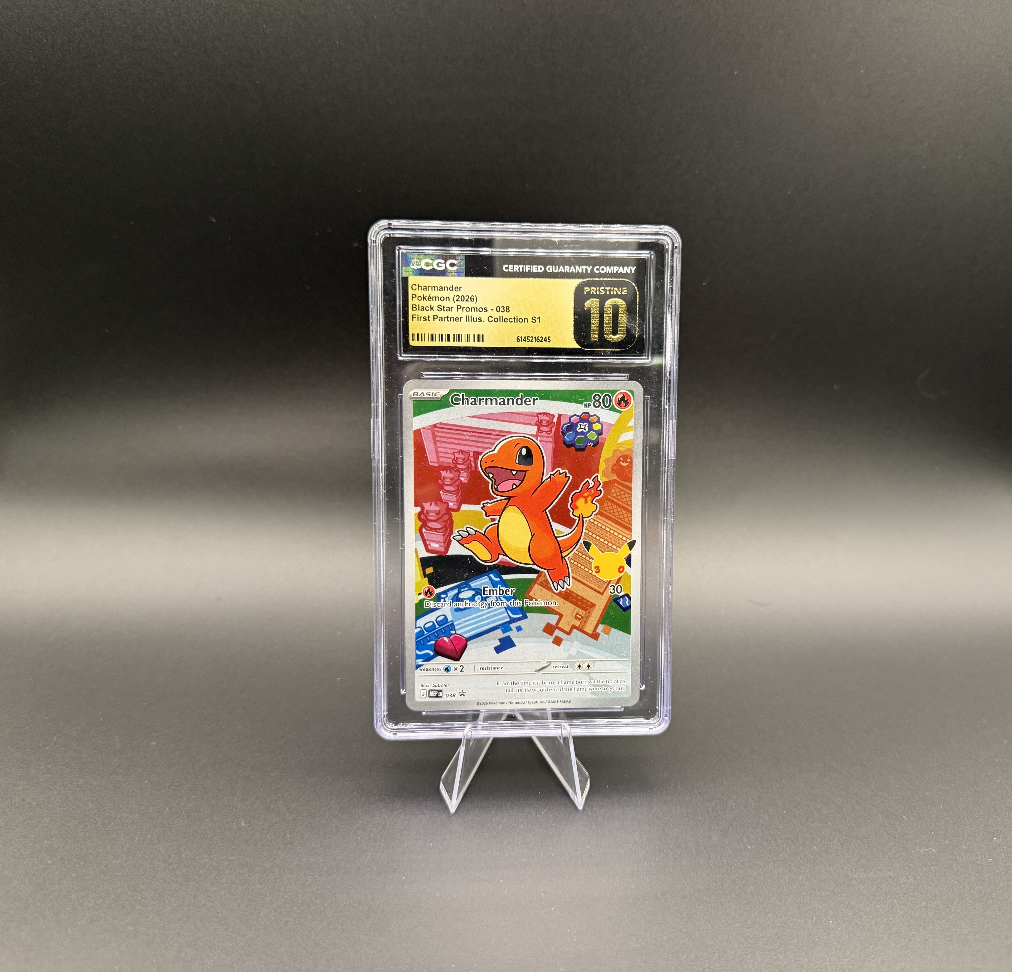 Charmander - First Partner - Black Start Promo 038 - CGC Pristine 10