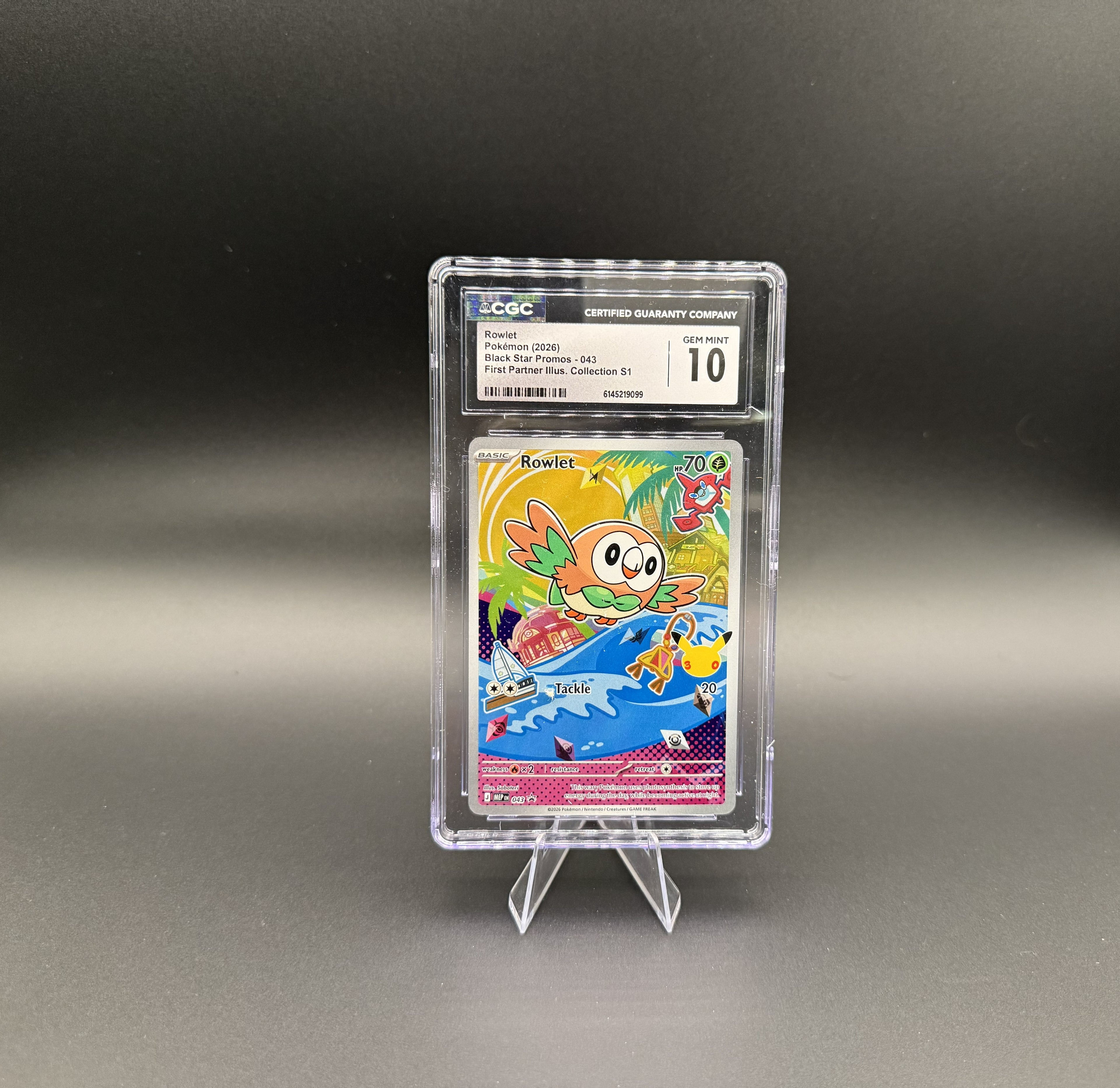 Rowlet- First Partner - Black Start Promo 043 - CGC  10