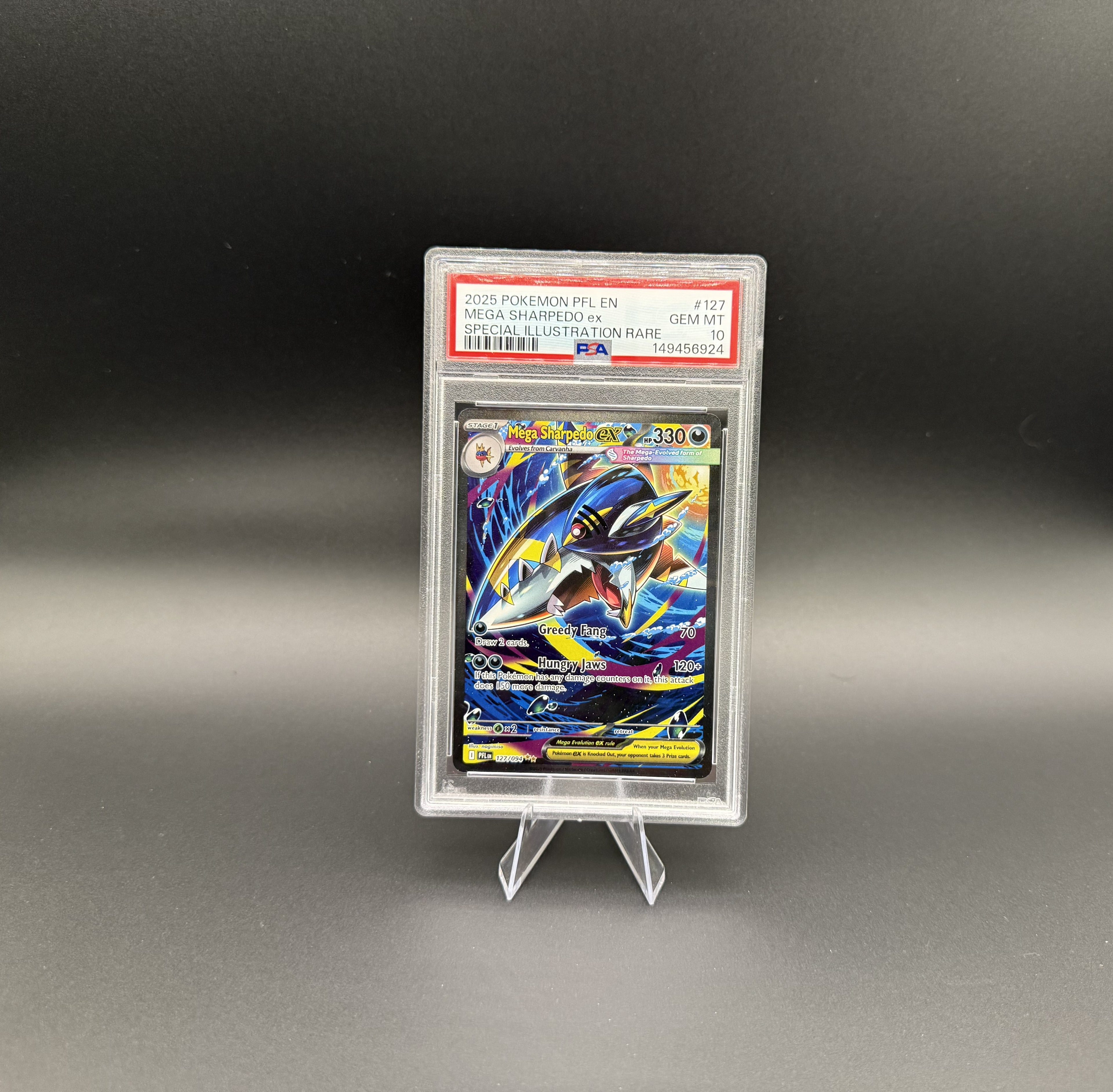 MEGA SHARPEDO EX - PHANTASMAL FLAMES - 127/094 - PSA 10